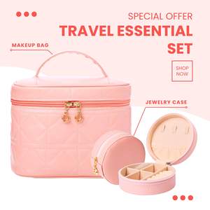 Luxury Quilted PU Leather Travel <b>Makeup</b> Toiletry <b>Bag</b> <b>with</b> Customizable <b>Compartments</b> for Organized Beauty Essentials - Product Image 2