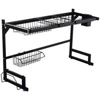 Étagère à vaisselle multifonctionnelle pour économiser de l'espace Noir Cheap Over Sink Stainless Steel Kitchen Bowl Knife Storage Shelf