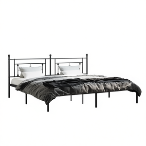 Struttura letto matrimoniale in acciaio verniciato a polvere nero, design industriale, mobili per camera da letto - Product Image 1