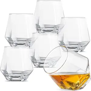 Verres à whisky en diamant Verre à vin géométrique de luxe léger de 11oz pour cocktails d'eau Verres à vin de luxe pour whisky