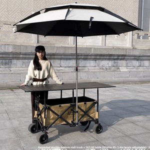 Carrello Pieghevole per Chiosco, Carrello a Spinta Manuale per Vendita Ambulante e Campeggio, Altezza Regolabile, Ruote Fuoristrada Estensibili, con Piano d'Appoggio - Product Image 3