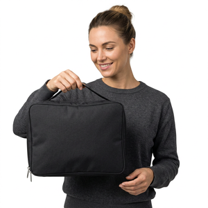 Bolsa de almacenamiento con cremallera negra, bolsa organizadora portátil con asa para documentos de viaje, artículos esenciales diarios - Product Image 6