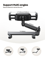 Soporte Universal de Coche Lamicall CH06 para Tablet con Brazo Extensible Biaxl y Rotación 360, Montaje en Asiento Trasero para Niños, Cuna para Reposacabezas