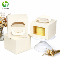 Boîte à gâteau blanche personnalisée avec poignée et fenêtre transparente, boîte d'emballage en carton alimentaire pour boulangerie, gâteau d'anniversaire, dessert
