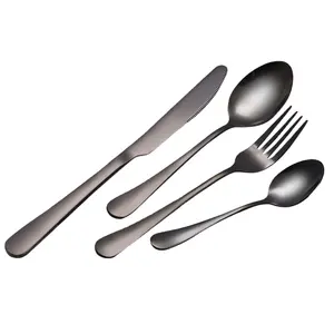 लक्जरी Biodegradable कटलरी चांदी के बर्तन सेट रॉयल लाइन मैट Flatware Upscale स्टेनलेस बच्चों बच्चों पीतल चम्मच कांटा चाकू सेट