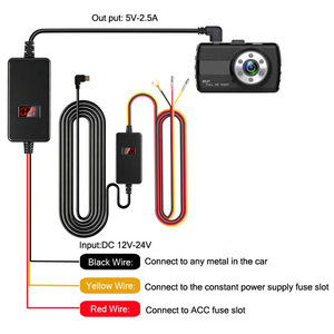 Câble d'alimentation pour caméra embarquée 12V/24V vers 5V avec surveillance de stationnement et enregistrement en time-lapse - Modèle L170 (Export) - Product Image 4