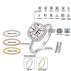 Anillo Lucine clásico y <span class=keywords><strong>simple</strong></span> de Plata de Ley 925 con anillos de plata de ley impecables y moissanita - Product Image 4