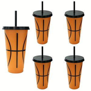 24 Oz Plastic Drinkware <b>Custom</b> Football Theme Sport Party <b>Cups</b> With Lid and Straw for Ice Cold Beverages - Product Image 3