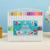 Stylos marqueurs acryliques personnalisables de marque, 12/18/24/36/48/60 couleurs, prise en main triangulaire, séchage rapide et mélangeables, pour le dessin artistique des enfants