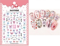 HANYI-077 dessin animé Nail Art autocollant mignon Animal Image bricolage ongles accessoires 3D chat ongle autocollant