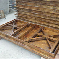 Tables de salle à manger rustiques en bois massif pour hôtels et salons, portables et durables