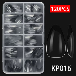 120 Uñas Postizas Largas en Forma de Almendra, Transparentes, Francesas, sin Costuras, Uñas Artificiales - Product Image 4