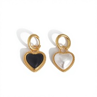 Boucles d'oreilles pendantes uniques noires et blanches pour femmes, plaquées or 18 carats, style bohème, Chine 2025, nouvelles tendances, design de niche FF3098