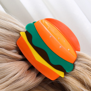 Pinces à cheveux personnalisées style INS, motif hamburger et crème glacée, pinces à cheveux originales en acétate pour filles - Product Image 6