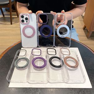 Strong Magnetic Clear TPU PC Case for <strong>IPhones</strong> 15 Pro Max Transparent <strong>Cover</strong> with Metal Accessories 360 Rotatable Kickstand - Product Image 6