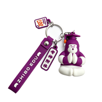 Adorable porte-clés personnalisé en PVC souple 3D, motif canard de campus, avec dragonne de marque pour souvenirs universitaires