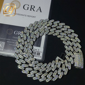 สร้อยคอแบบ Cuban Link เงินแท้ 925 ประดับเพชร Moissanite VVS ระดับ GRA พร้อมใบรับรอง ขนาด 15 มม. สไตล์ฮิปฮอป - Product Image 5