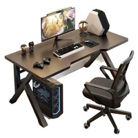 Bureau de jeu en bois noir haut de gamme OEM/ODM, surface ergonomique en fibre de carbone épaissie pour la maison, le bureau et la salle d'e-sport