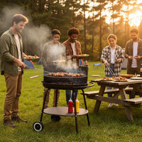 Barbecue de Luxe Simple et Réglable en Hauteur, en Acier, Portable, pour Extérieur, au Charbon de Bois, Idéal pour le Camping, la Terrasse, le Jardin, la Cuisine et les Pique-niques