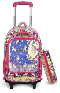 Ensemble de sac à dos à roulettes en cuir PU pour l'école, sac à dos à roulettes pour étudiants, sac à dos à roulettes de dessin animé, valise à roulettes, sac à bagages - Product Image 6