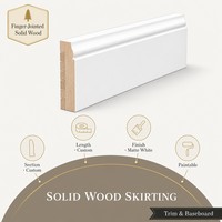 Plinthe en bois massif à jointures collées, peinte en blanc, moulure décorative sur mesure pour la décoration murale et de sol