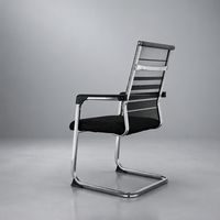Chaise de réception ergonomique à dossier haut en tissu noir avec base chromée, prix usine, pour conférence