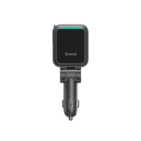 Chargeur de voiture rétractable 72W, 3 ports Type-C PD QC3.0 45W PPS, câble rétractable double 75cm, charge rapide avec LED
