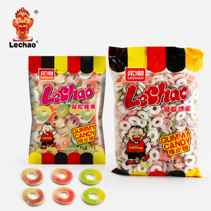Bonbons Halal Marque Blanche 1kg 2.5kg Anneaux de Pêche Bonbons Gélifiés Saveur Fruitée Enrobés de Sucre Bonbons Moelleux et Masticables de Lechao - Product Image 1