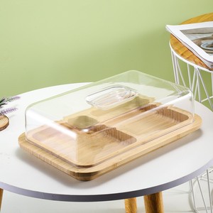 Plateau de service en bambou avec couvercle pour le stockage des aliments et la présentation du petit-déjeuner 30x20cm - Product Image 5