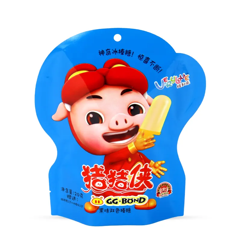 Custom Logo Size Plastic Laminated Small Cute Candy Lollipop Packaging Snack Bags