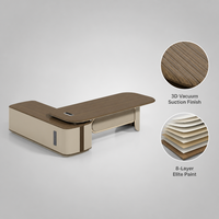 Bureau de direction E1 HDF PVC avec surface en grain de bois thermoformée, sans fissures, sans déformation, serrure à code, tiroir, boîte à câbles