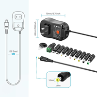 Adaptateur secteur universel 45W 5V 6V 7.5V 9V 12V 13.5V 15V avec 10 embouts DC interchangeables pour éclairage LED LCD, routeur, caméra CCTV