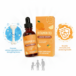 Gocce Liquide di Vitamina D3 al Gusto Arancia 2FL OZ per Adulti, Integratore Energetico |   Fornitore all'Ingrosso OEM/ODM con Etichetta Privata, 2ml per Confezione - Product Image 2