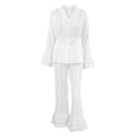 Nouvel ensemble de pyjama en pur coton rayé à manches longues, confortable et respirant, pour femme, collection automne-hiver 2026 Europe-Amérique