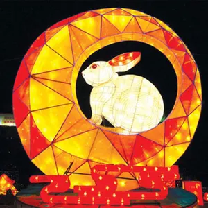 2022 Chinese moon festival lanterns led silk Zodiac rabbit lanterns moon lanterns supplier