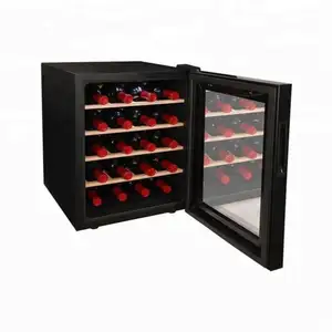 Mesa de almacenamiento roja, encimera alta, nevera de vino vertical, sistema de refrigeración de ventilador de temperatura electrónico eléctrico negro de acero inoxidable