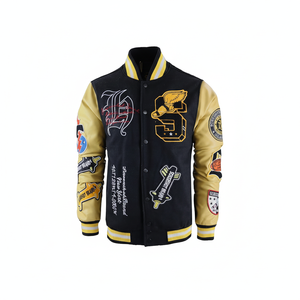 Veste universitaire personnalisée OEM pour homme, grande taille, respirante, style urbain, matelassée, coupe-vent, en cuir de vache écologique - Product Image 1