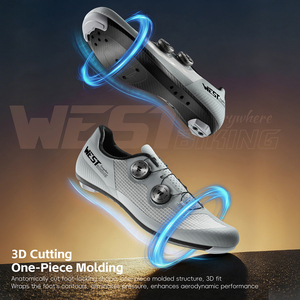 Chaussures de cyclisme professionnelles WEST BIKING unisexes, chaussures de vélo à clip, semelle rigide, baskets de route respirantes en mesh, chaussures de course - Product Image 4