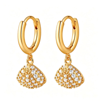 Boucles d'oreilles clous en alliage de cuivre plaqué or 18 carats, thème océan, animaux marins variés, zircon, cadeau tendance pour femme