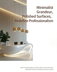 Comptoir d'accueil YUMEI QT-002 en fibre <span class=keywords><strong>de</strong></span> verre haute brillance, design <span class=keywords><strong>de</strong></span> forme spéciale, écologique, antirouille, dimensions personnalisables pour - Product Image 3