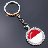 Porte-clés fleur en strass drapeau indonésien, très populaire, pour sac à dos, décoration de clés, breloque de portefeuille, souvenir de voyage