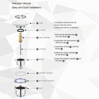 Válvula de desagüe universal de latón Hofen para lavabo, tipo pop-up, G1-1/4'', personalizable, con sistema click-clack