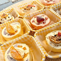 Boîte à gâteau carrée en PET transparente, écologique, jetable, de qualité alimentaire, personnalisable avec impression de logo, pour tiramisu, macarons, pain