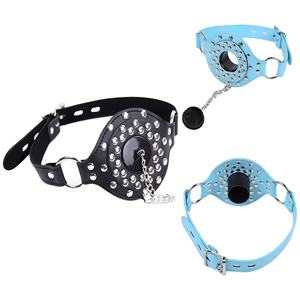 Ограничительные ремни для БДСМ-игр, уздечка для рта с накладкой, черный/синий, Yamamoto - Product Image 1