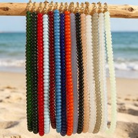 Collier de perles en verre cristal rondes Abacus 5*8MM couleur bonbon, faites à la main, pour l'été et la plage, style mode doré