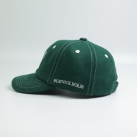Gorra de Béisbol Curva de 6 Paneles Personalizada OEM, Bordada con Etiqueta de Lana, Diseño de Letras, Patrón de Tela de Lana