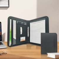 ModernQiu personnalisé A4 porte-documents reliure à anneaux tissu fermeture éclair conception multifonction professionnel portefeuille Logo Document utilisation personnalisée