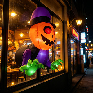 Nouvelle Citrouille Gonflable d'Halloween 2026 de 1M, Décor Extérieur Gonflable avec LED Intégrées, Se jetant à l'extérieur de la Fenêtre - Product Image 1