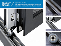 Porte pliante moderne en aluminium à rupture de pont thermique, double vitrage trempé, surface finie, étanche, pour salon et extérieur