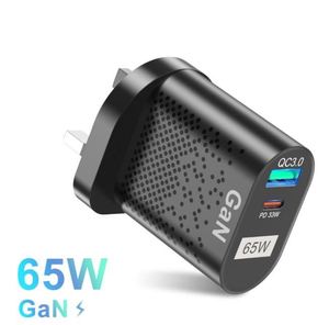 Travel Wall Charger 65W Gan <b>USB</b> <b>C</b> Power <b>Adapter</b> Dual Port <b>USB</b> QC3.0 Fast Charger 33W Universal Mobile Phone - Product Image 6
